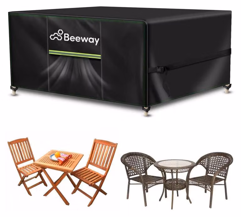 Copertura impermeabile per mobili da giardino, dimensioni 125x63x73 cm, colore nero, tessuto Oxford 420D, protezione anti-UV, adatta per l'uso invernale