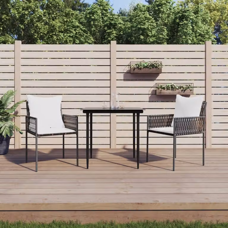 Set di 2 sedie da giardino vidaXL in polyrattan marrone con cuscini e braccioli L: 54 cm, P: 61 cm, H: 83 cm
