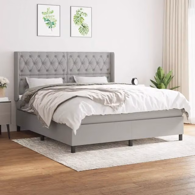 Letto Ibrido con Giroletto a Molle e Materasso vidaXL, Grigio e Bianco, L/P/H: 160 x 200 x 203 cm – 1