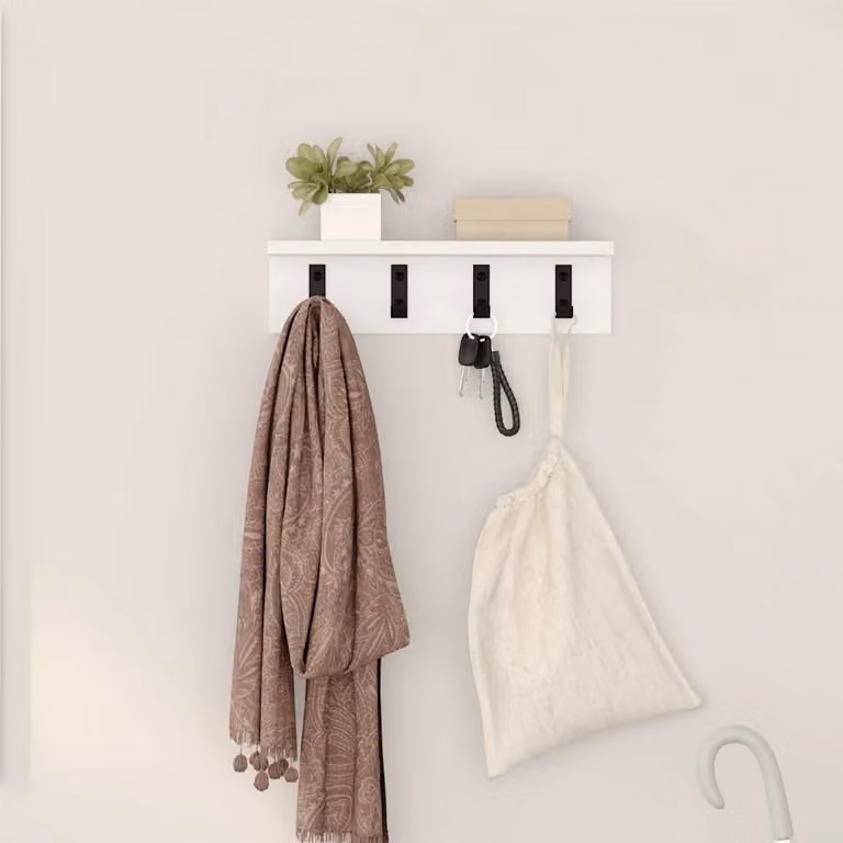 Appendiabiti a muro moderno vidaXL in MDF bianco L 40 x P 10,5 x H 10,5 cm