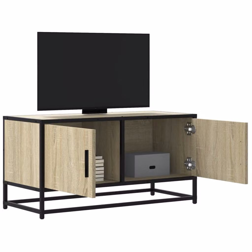 Mobile TV vidaXL in stile industriale, Rovere Sonoma e Metallo, L 80 cm x P 34,5 cm x H 40 cm