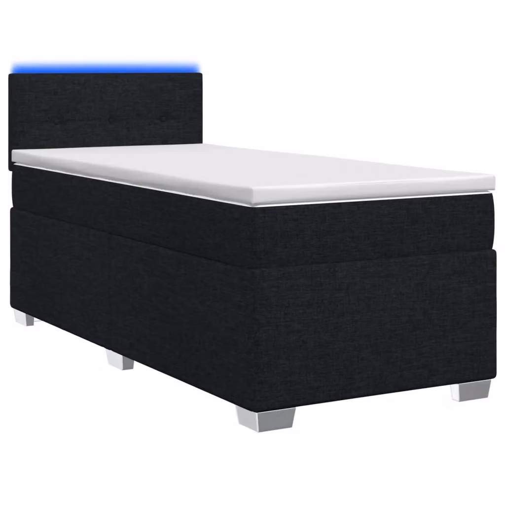 Letto con Box Spring, Materasso Ibrido e Illuminazione LED vidaXL, Nero, L/P: 90 x 200 cm – 2
