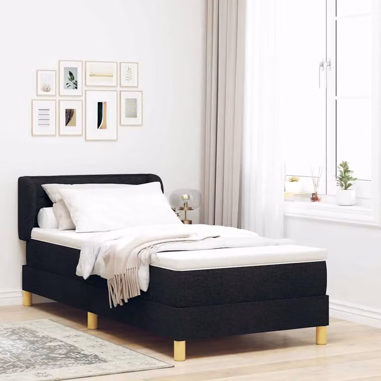 Letto a molle con materasso vidaXL in tessuto nero L/P: 90 x 200 cm