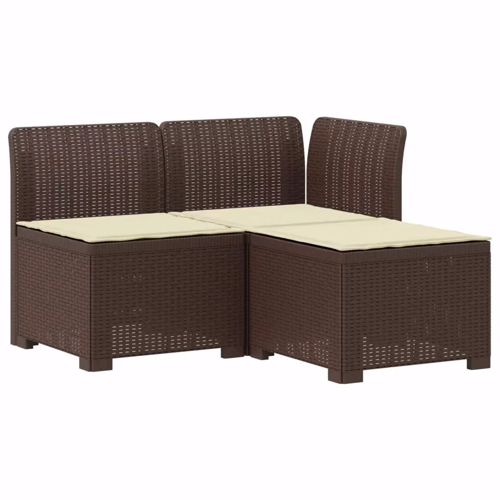 Divano da giardino a L con cuscini vidaXL, design moderno in rattan marrone e beige, resistente alle intemperie e ai raggi UV – 2