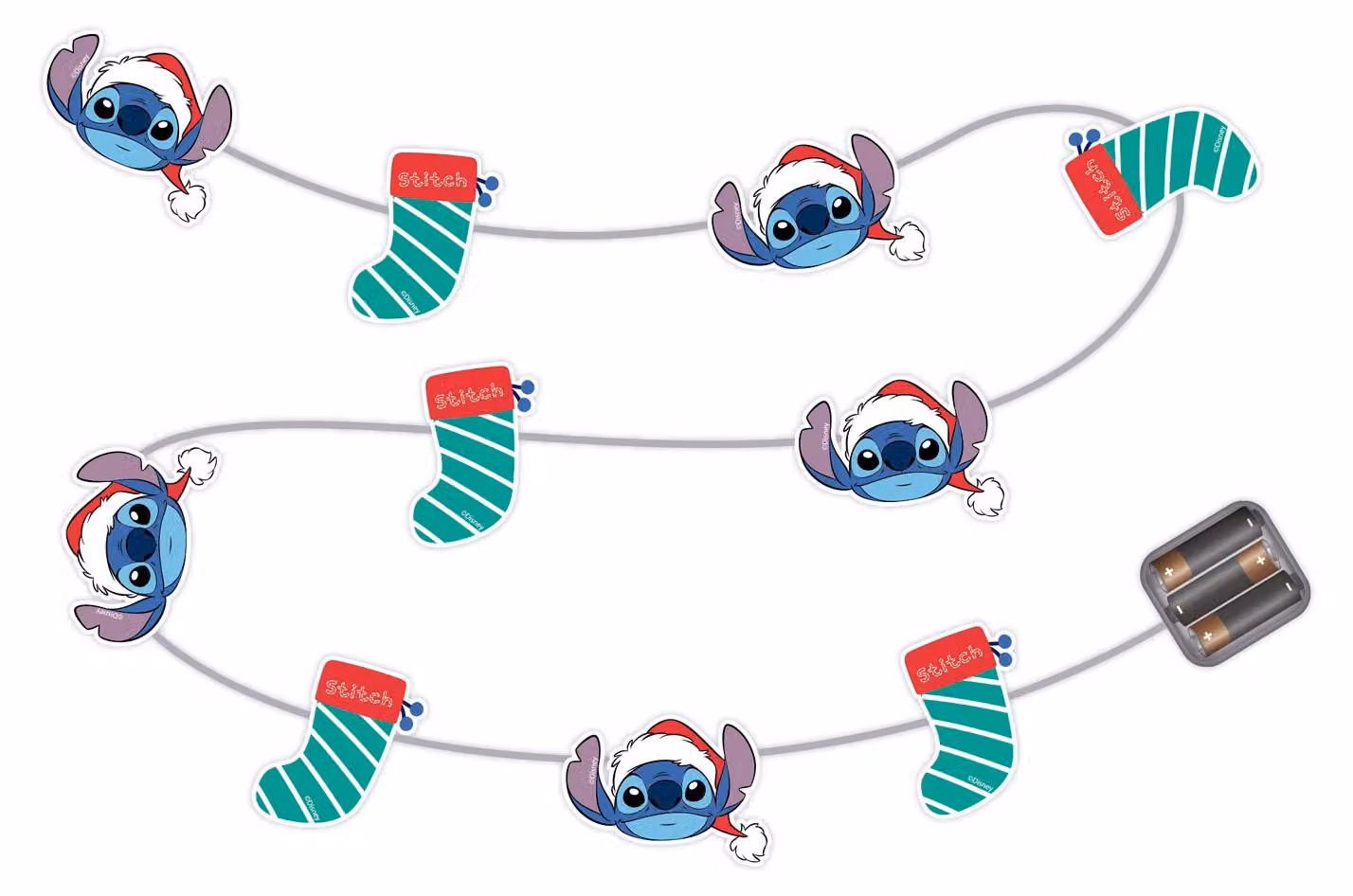 Ghirlanda luminosa natalizia LILO & STITCH - 10 LED - 165 cm