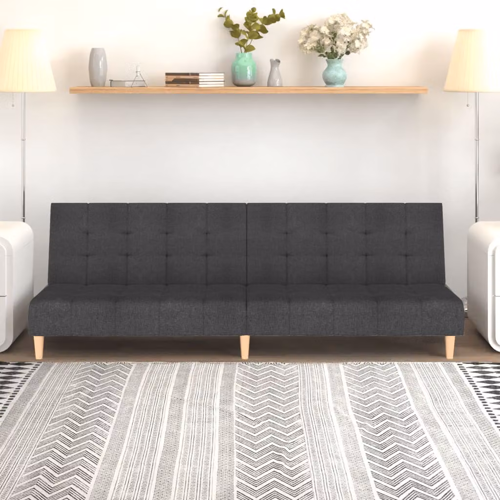 vidaXL Divano Letto Click-Clack Moderno in Tessuto Grigio con Struttura in Legno Solido e Poggiatesta Regolabile