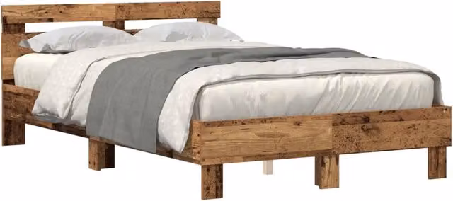 Letto matrimoniale moderno vidaXL in legno marrone con illuminazione LED sottostante e porta USB L/P/H: 120 x 200 x 70 cm