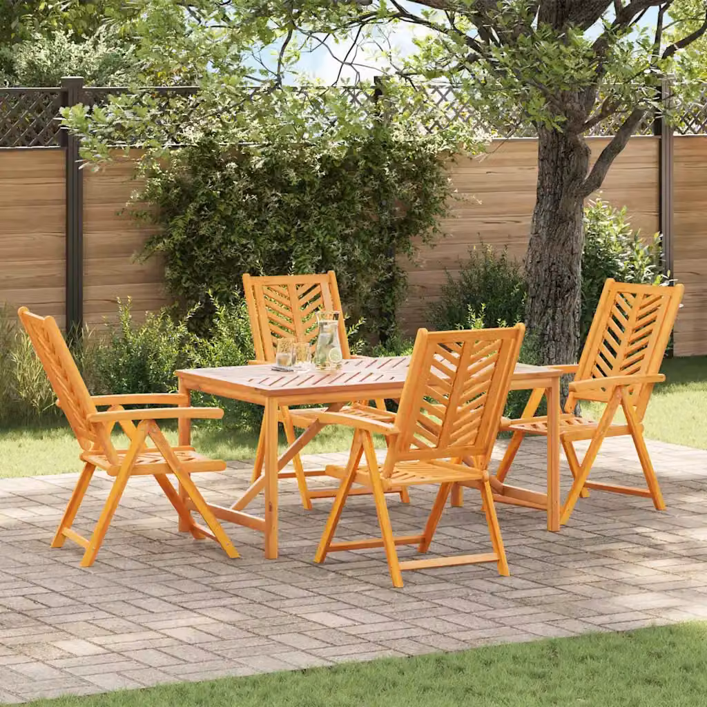 Set da pranzo per giardino e terrazzo vidaXL in legno di acacia marrone, composto da 5 pezzi con tavolo rettangolare pieghevole