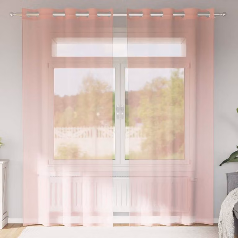 Set di 2 tende semitrasparenti in voile vidaXL rosa con occhielli, L: 140 cm, H: 225 cm