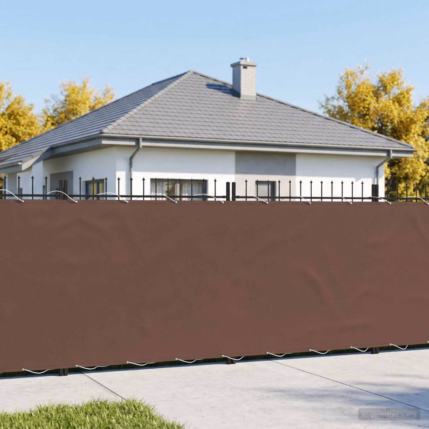 Schermo di privacy per balcone vidaXL in poliestere marrone, L: 700 cm, H: 150 cm