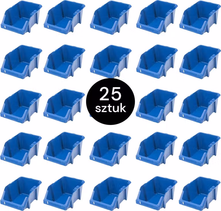 Contenitore da officina, contenitore di stoccaggio Mega-M in plastica, misura S, 155x250x120 mm, blu, confezione da 25 pezzi.