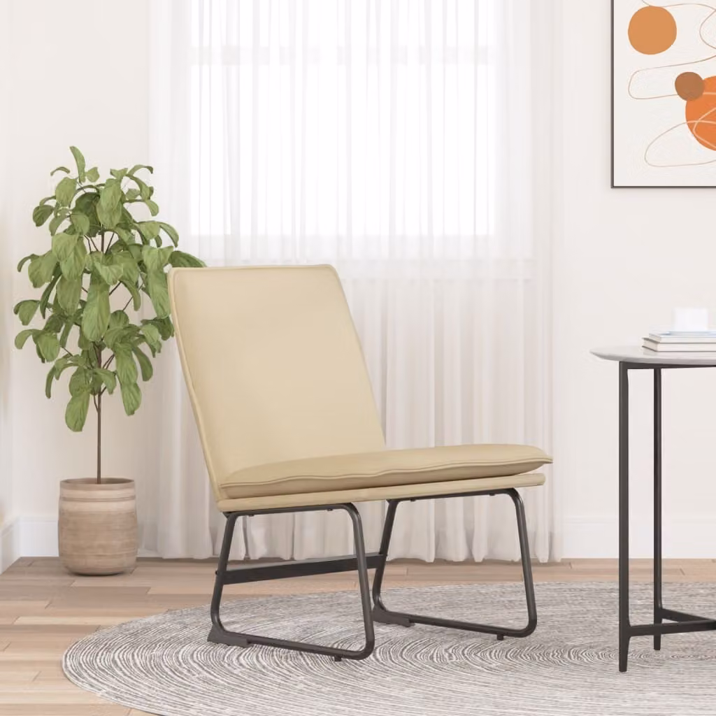 The Living Store Sedia da salotto Crema 52x75x76 cm Tessuto