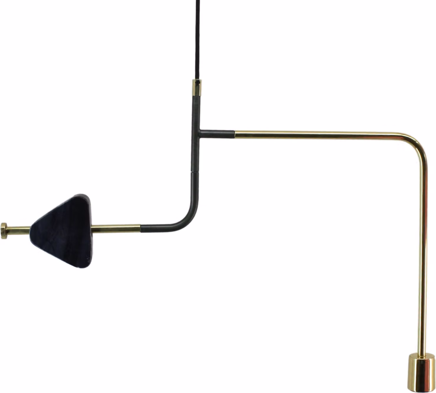 Lampada a sospensione Padiro, 62 x 4 x 47 cm - nera - in ferro - con braccio curvo e dettaglio geometrico