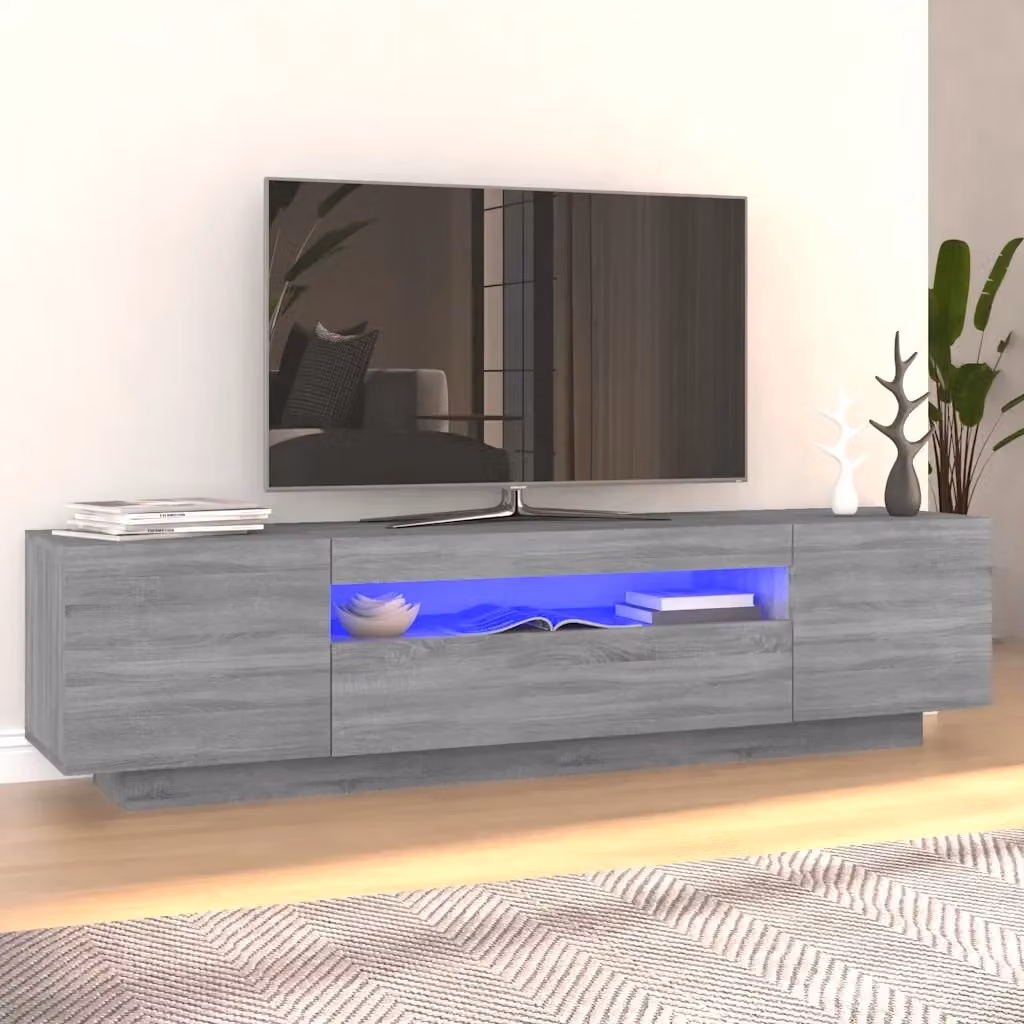 Mobile TV moderno con luci LED integrate DESIGN IN, colore grigio opaco, L 160 cm x P 35 cm x H 40 cm – 2