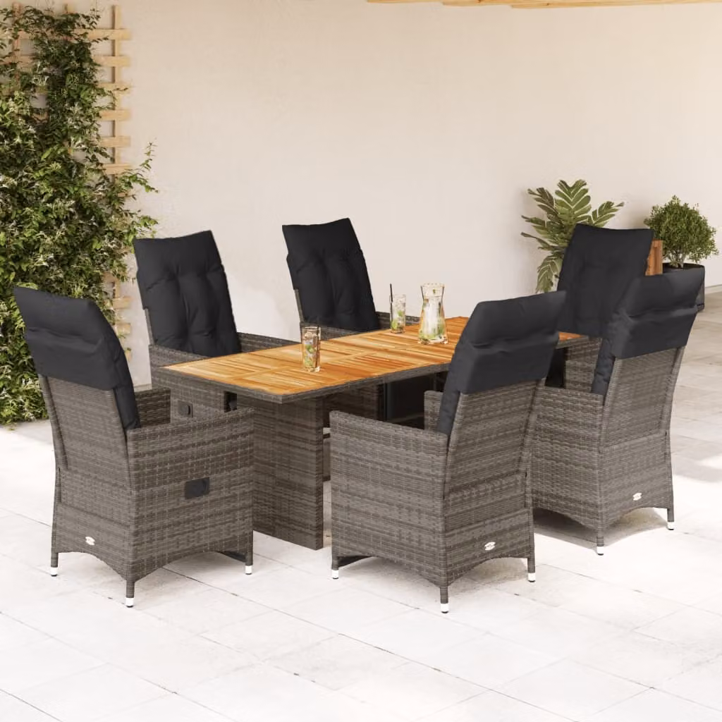 Maison Exclusive - Set da giardino bistrot 7 pezzi con cuscini grigio in polyrattan