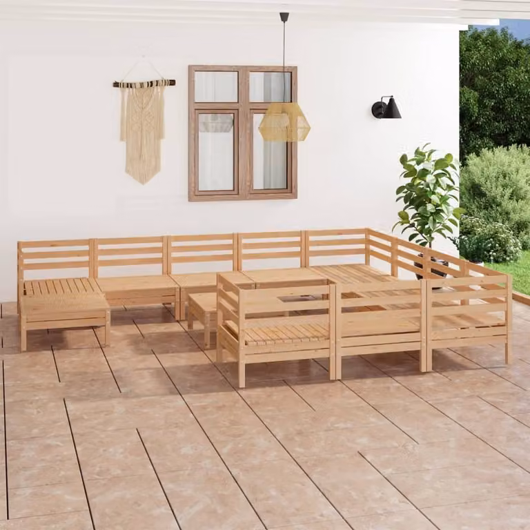 The Living Store Set da giardino in pino massiccio da 12 pezzi