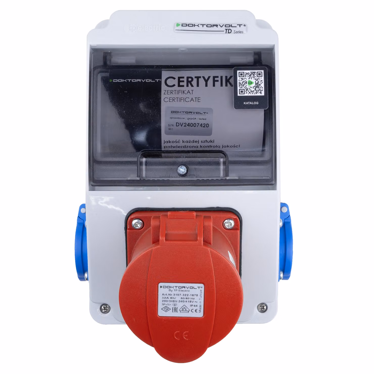 Quadro di distribuzione a parete XS 32A 2x230V IP44 Quadro di distribuzione di potenza Completamente cablato Doktorvolt DV-5084-D