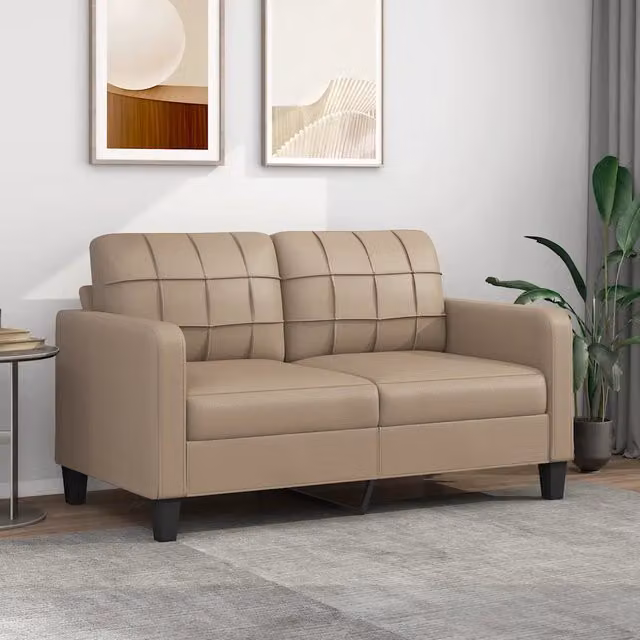 Divano a 2 Posti-Sofa 2 Posti Cappuccino 140 cm in Similpelle 954602