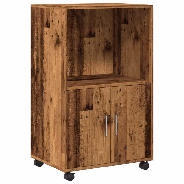 Mobiletto con Ruote Legno Antico 55x40x91 cm in Truciolato