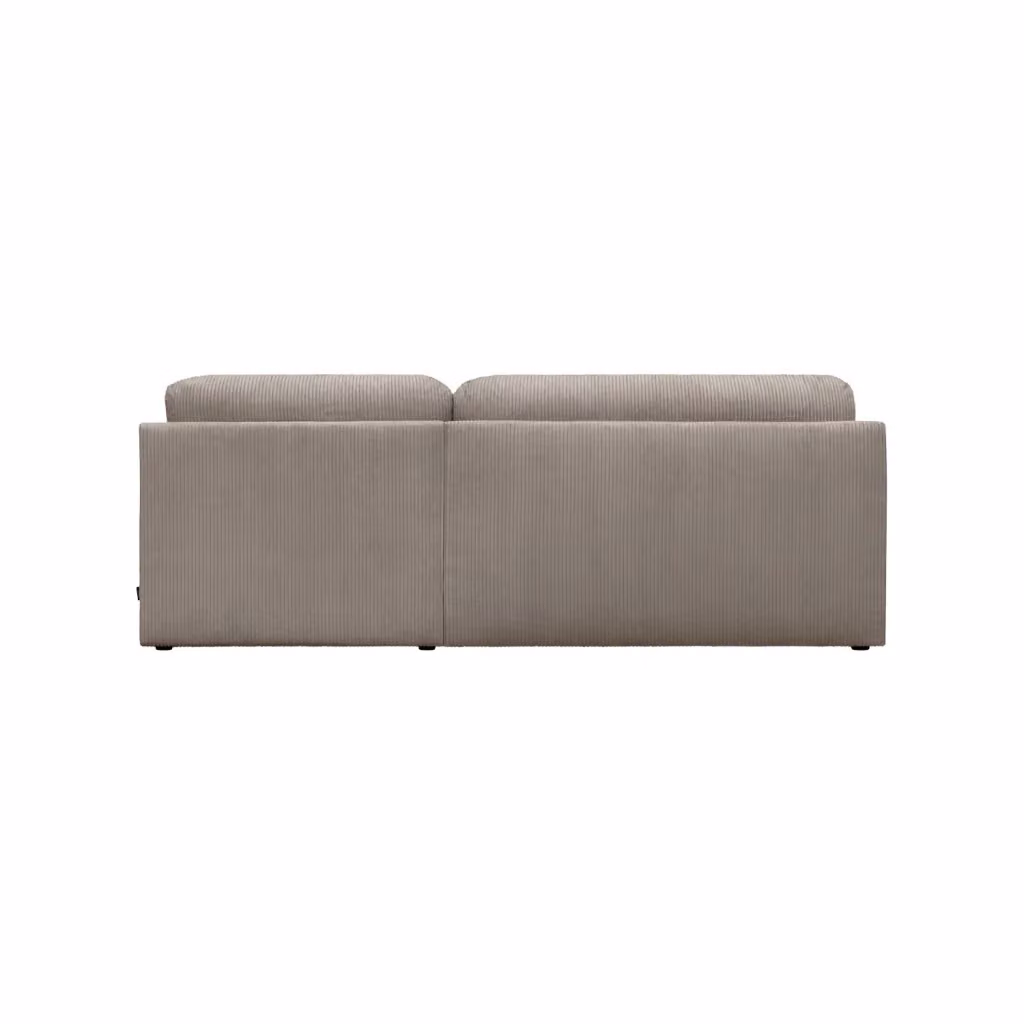 Divano angolare destro convertibile SWEEEK in velluto a coste beige con struttura in legno massello e contenitore, L/P/H: 218 x 174 x 81 cm – 2