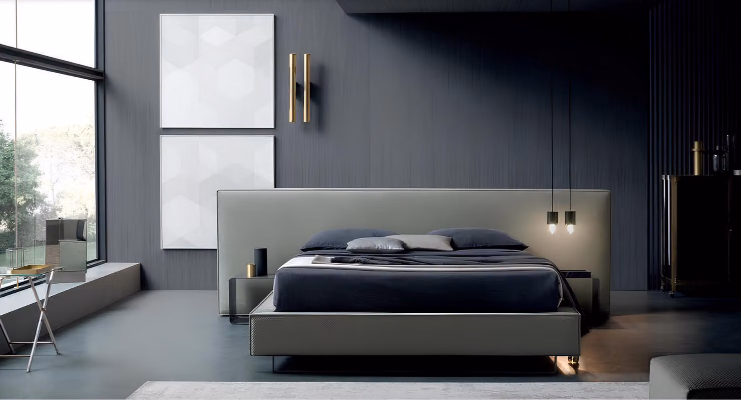 Luxus Polster Samt Stoff Designer Bett Schlafzimmer Betten Textilleder Hotel