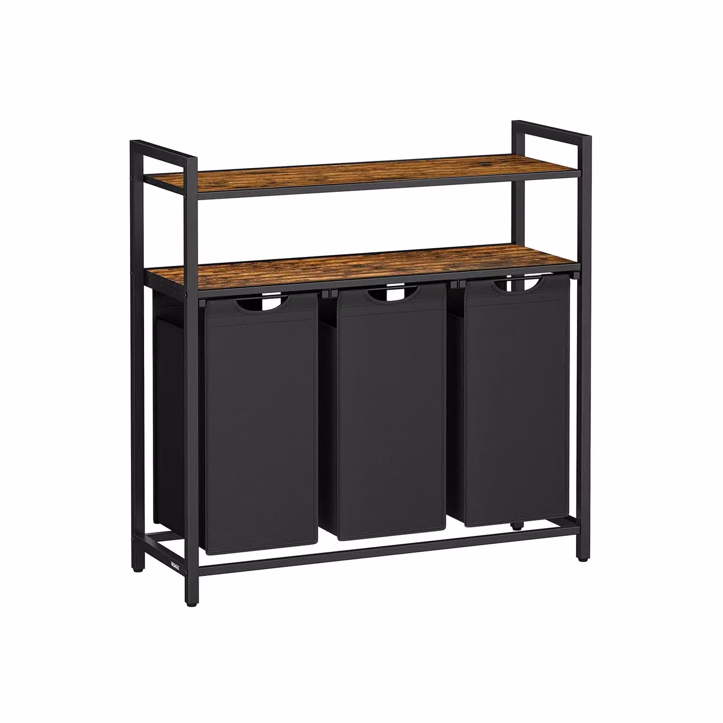 Cesto Portabiancheria, Marrone Vintage + Nero / 120L