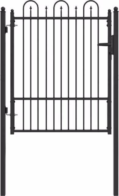 Cancello singolo per recinzione HORST in metallo nero L: 104 cm, H: 125 cm, P: 170 cm