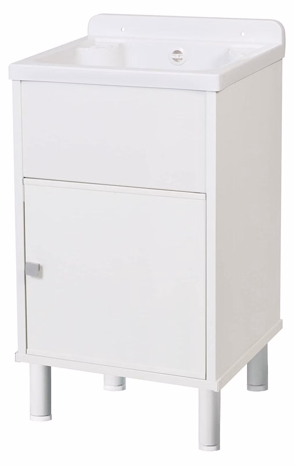 Lavabo compatto con mobile contenitore, ideale per bagno e lavanderia