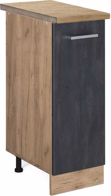 Armadio cucina dispensa alto R-Line Calce nera/Rovere dorato 30 cm PL Rovere Vicco