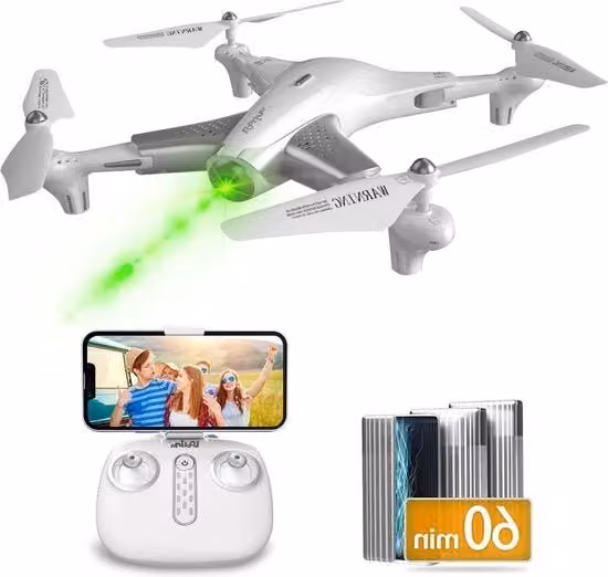 Drone Fotografico per Bambini con Video HD e Foto, Tecnologia di Posizionamento della Corrente Ottica, Volata Stabile, 60 Minuti di Volo, Colore Bianco