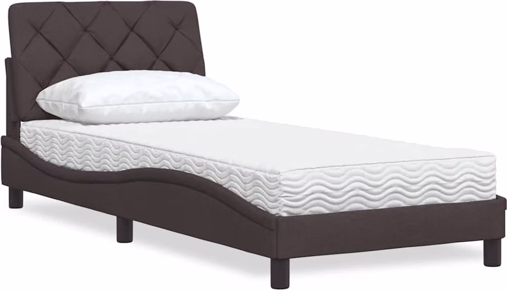 Letto con Materasso Marrone Scuro 90x200 cm in Tessuto