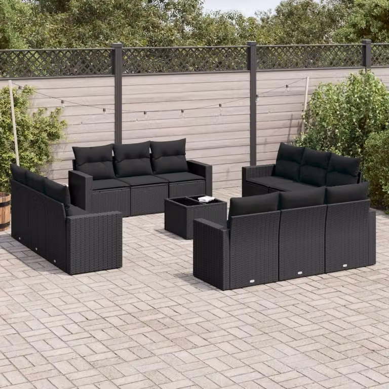 Maison Exclusive - Set Divani da Giardino 13pz con Cuscini Nero in Polyrattan