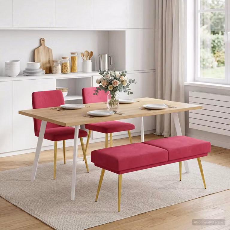 Panchina a doppio strato vidaXL in velluto Rosso Vino L: 120 cm, P: 45 cm, H: 46 cm