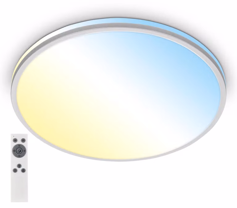 Briloner Pulup, lampada a soffitto a LED, dimmerabile in continuo, telecomando, cromo opaco