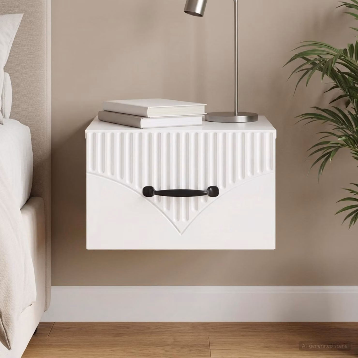 vidaXL Mobiletto da notte sospeso Bianco Lucido L: 34,5 cm, P: 33 cm, H: 20 cm