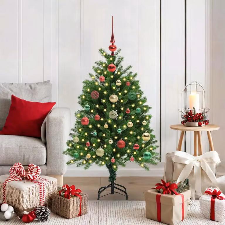 Albero di Natale vidaXL con 150 LED luce bianca calda, Verde, Altezza: 120 cm
