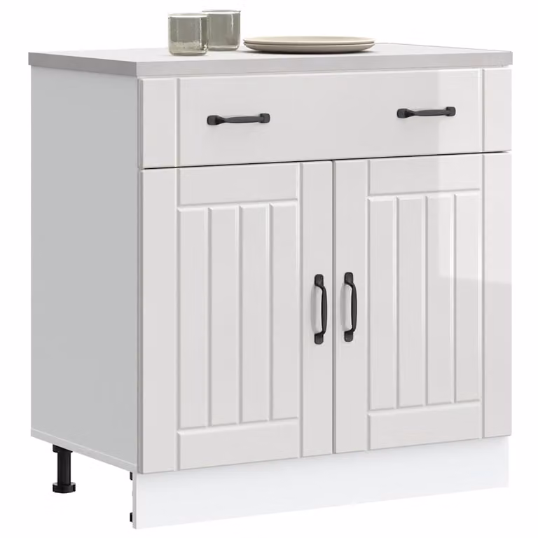 Base da cucina vidaXL Lucca bianco lucido in legno e MDF L: 46,0 cm, P: 20,0 cm, H: 81,5 cm