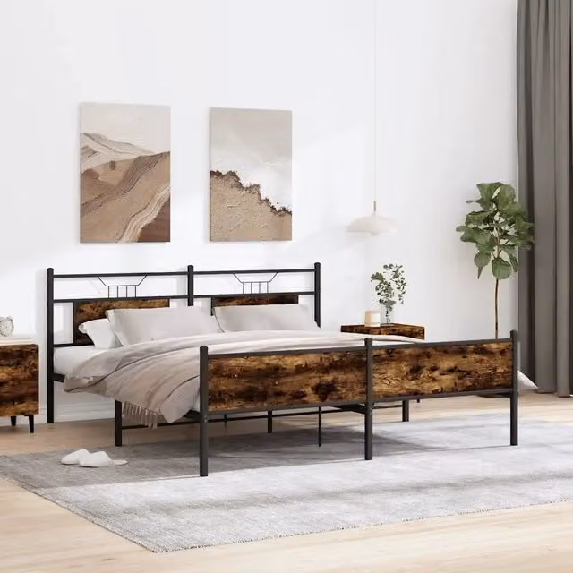 Giroletto vidaXL in metallo e MDF color rovere fumo L/P/H: 207 x 180 x 91,5 cm
