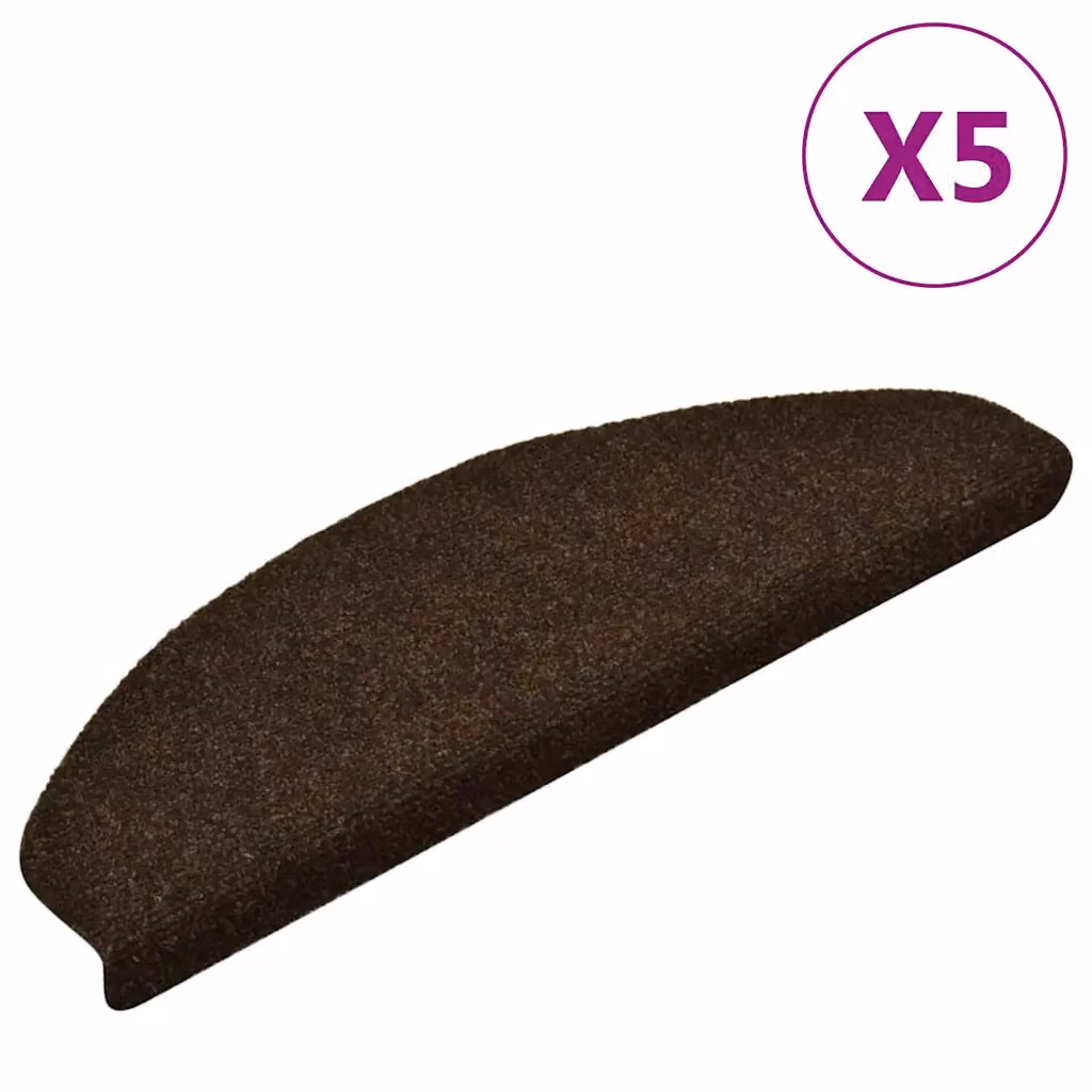 vidaXL Tappetini per scale autoadesivi 5 pz 65x21x4 cm marrone