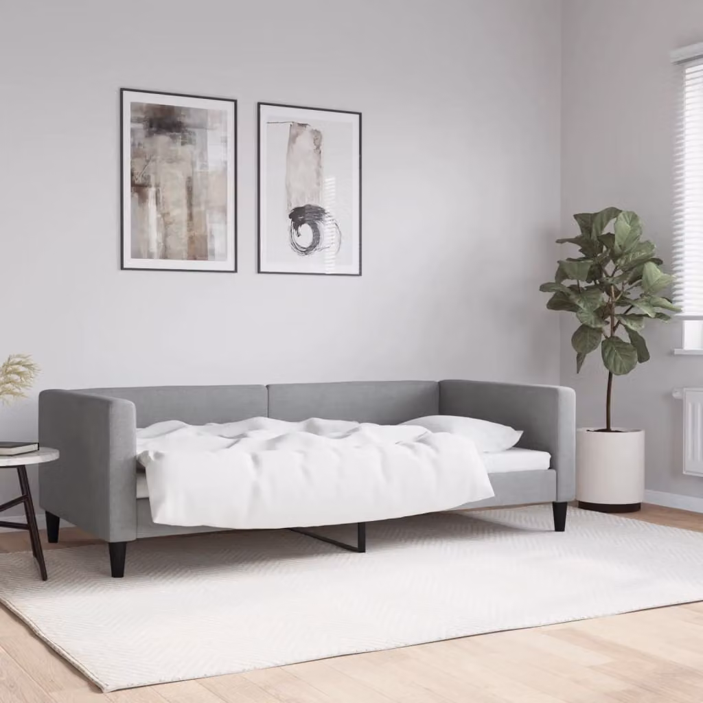 Letto da giorno vidaXL in tessuto grigio con struttura in legno e metallo 90x190 cm