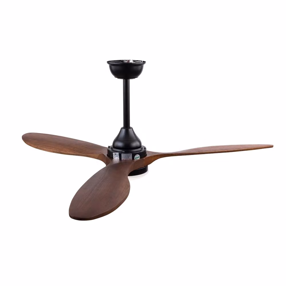 Ventilatore da soffitto Minimal con luce LED e telecomando, colore nero con 3 ali in legno massello e motore DC reversibile – 2