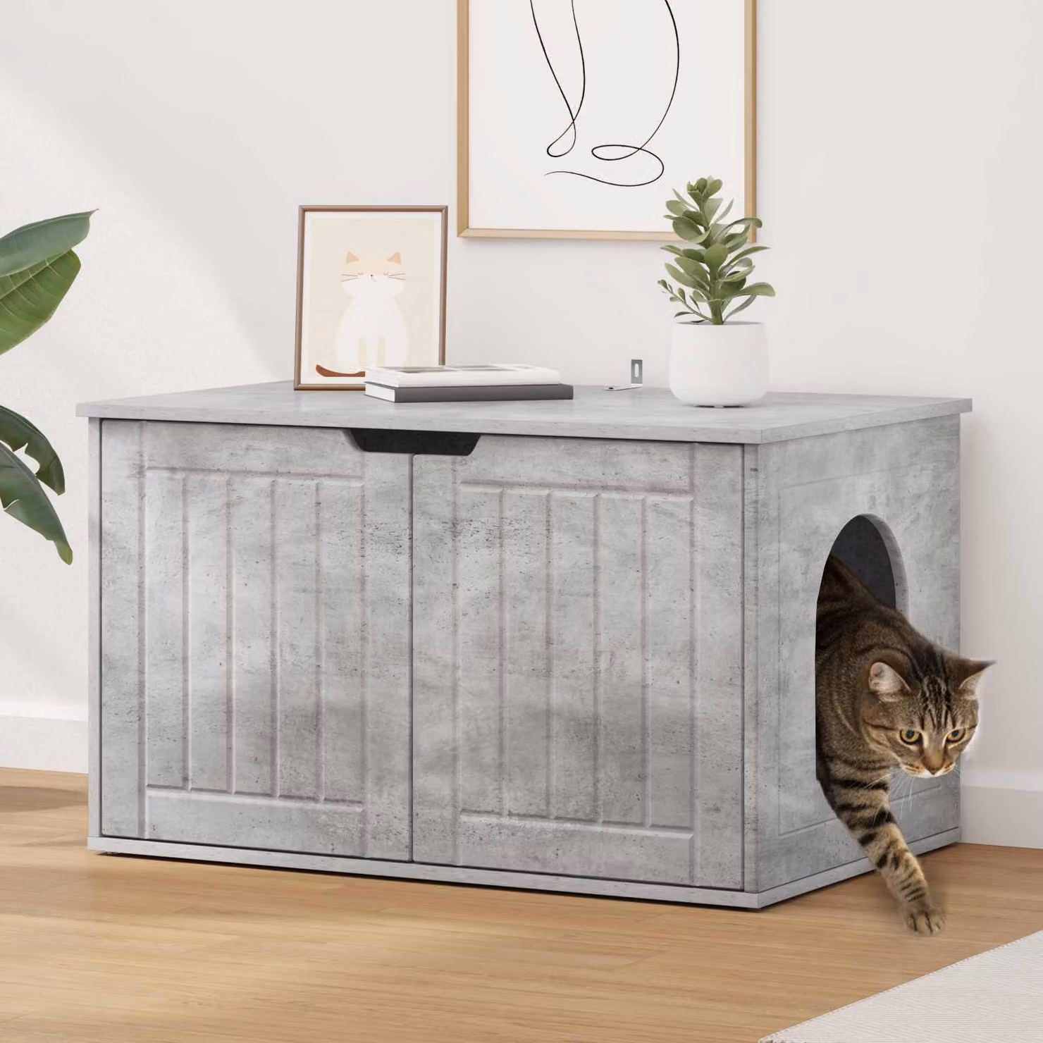 Casa per gatti vidaXL in materiale composito grigio, L 85 x P 55 x H 50,5 cm