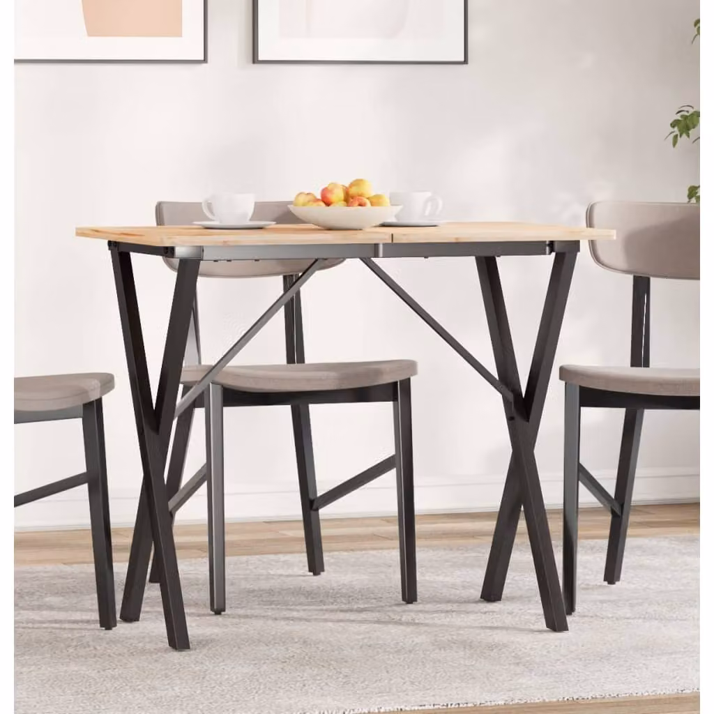 vidaXL Gambe a X per Tavolo da Pranzo in Acciaio Nero Opaco L: 80 cm, P: 40 cm, H: 73 cm