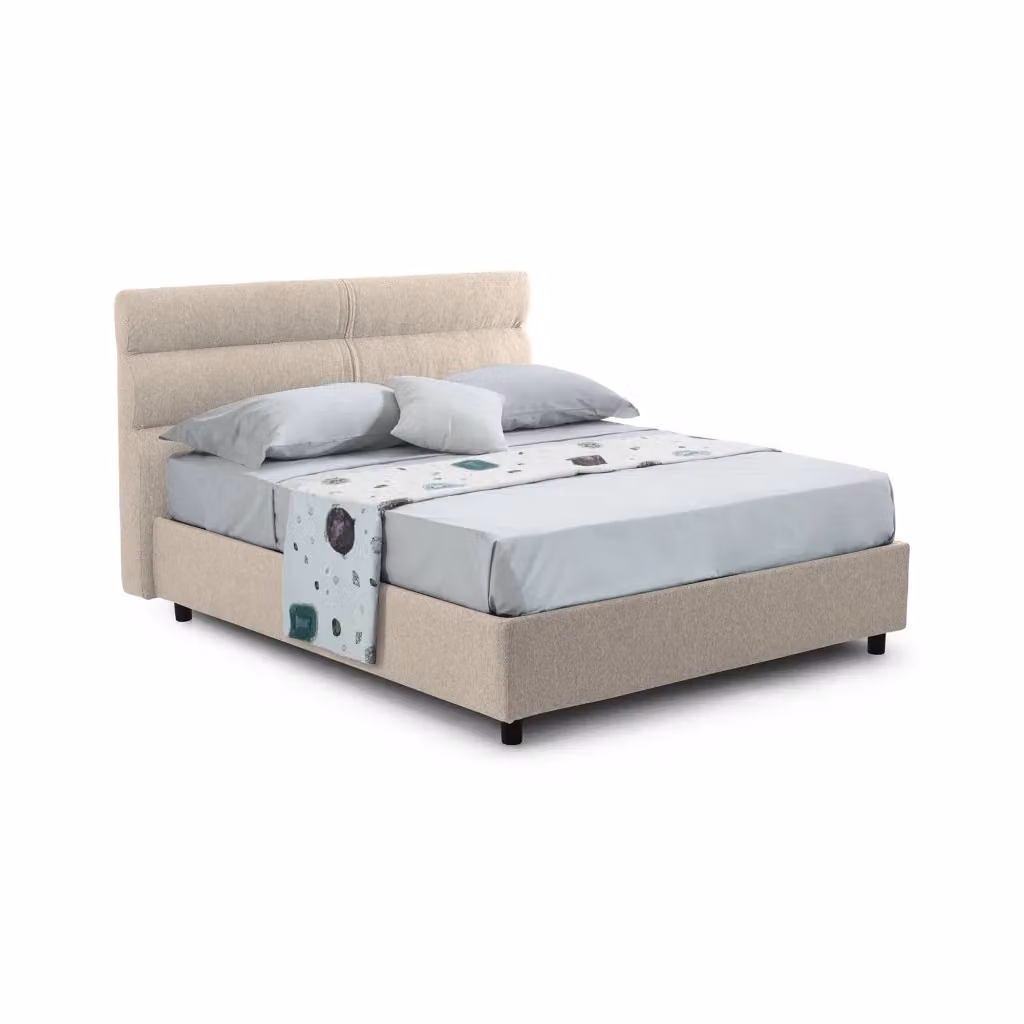 Letto Brinzio DMORA con contenitore a sollevamento, Grigio e Beige, L 120 x P 200 cm – 2