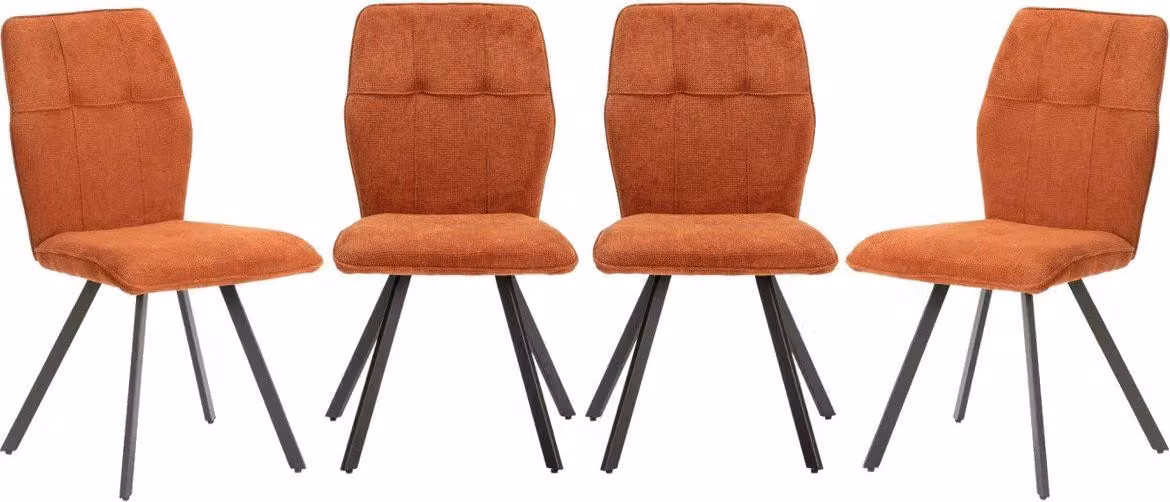 Calicosy - Set di 4 sedie in tessuto con gambe in metallo nero L47 cm - MERY
