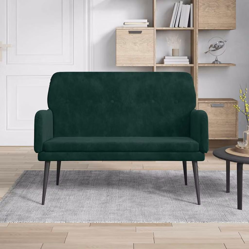Panca vidaXL in velluto verde con braccioli e struttura in metallo L: 108 cm, P: 79 cm, H: 79 cm
