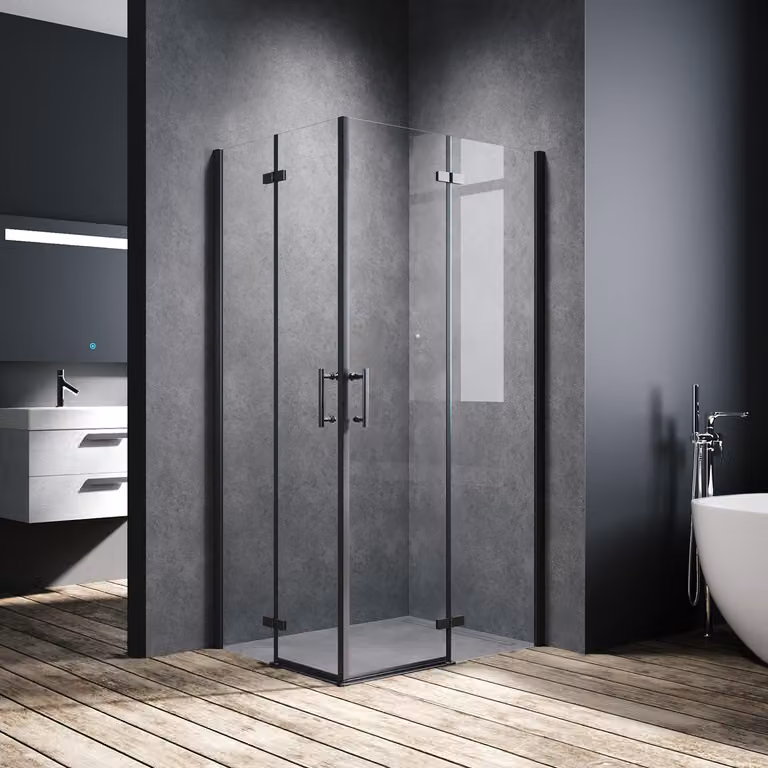 SONNI cabina doccia nera 80x100x195cm porta a battente porta a soffietto angolo doccia 6mm NANO vetro trasparente porta a soffietto angolo ingresso bagno