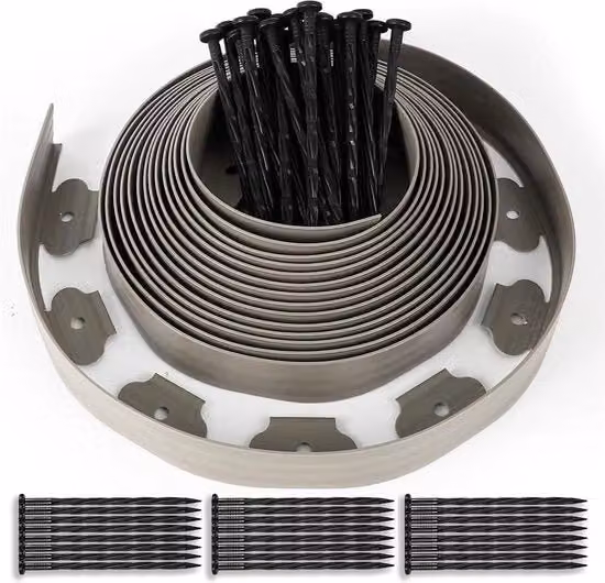 Recinzione flessibile per giardino Gazonrand in plastica grigia, lunghezza 10 m, altezza: 5 cm, diametro: 4 mm