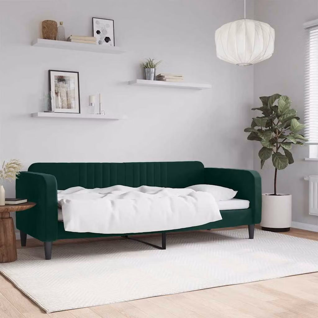 Letto da giorno vidaXL in velluto verde con struttura in legno e metallo L 200 cm x P 80 cm