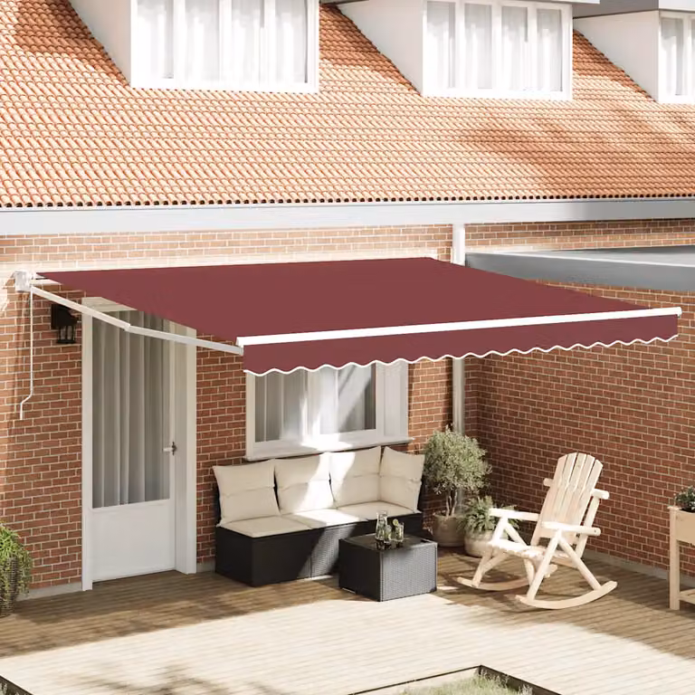 Tenda da Sole Retrattile Automatica con Motore vidaXL, Colore Bordò, L 400 x P 300 cm
